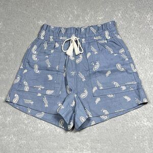 House of Harlow Shorts Womens Small Blue Paisley Embroidered Shorts Linen Blend